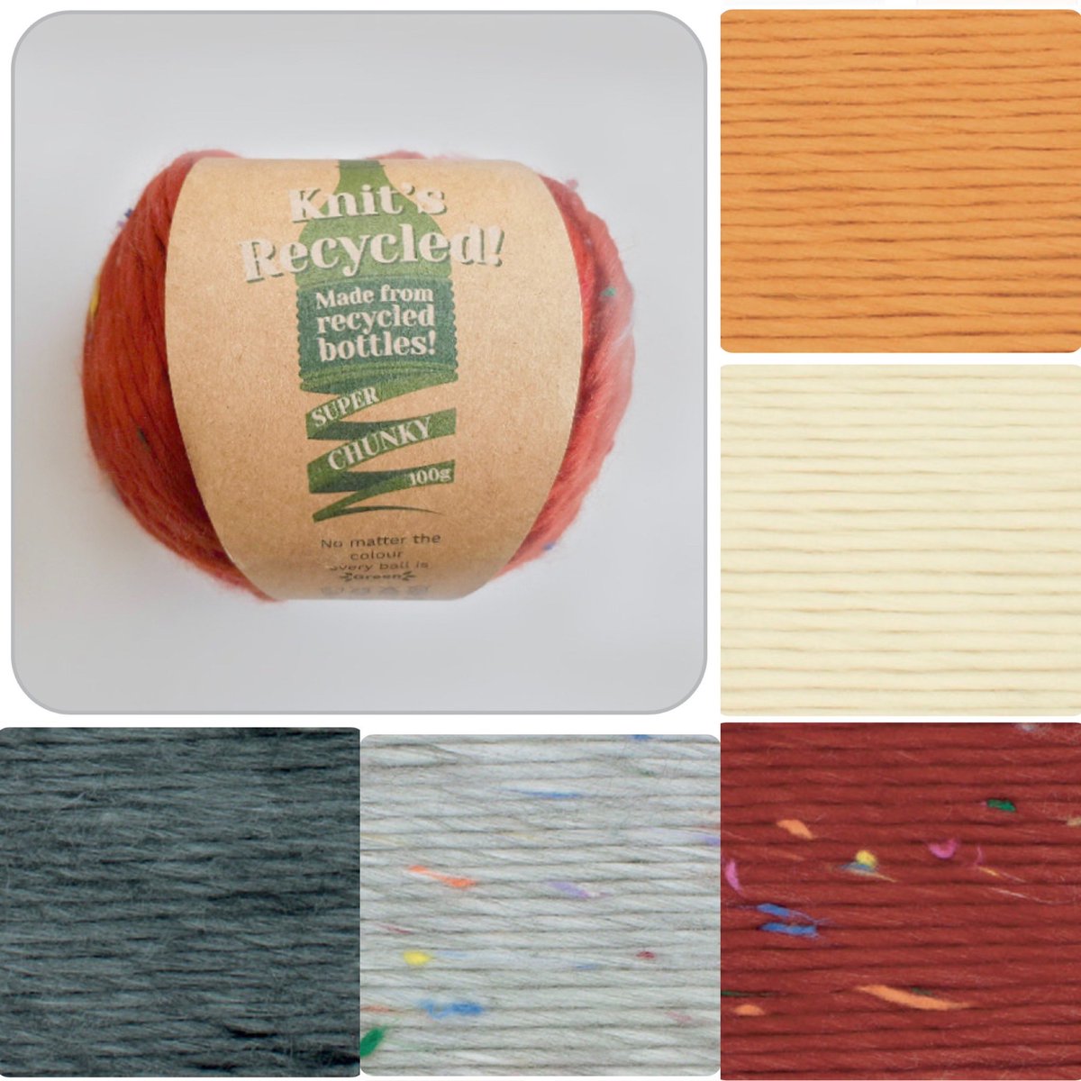 ButtonsBows6's tweet photo. We have a new range of 100g Wendy #Recycled #Super #Chunky. The #solid #colours are #recycled #polyester (100% #plastic }bottles), the #flecked #colours are 98% polyester (recycled bottles), 2% viscose & the labels are made from recycled materials as well, #ecologically #friendly https://t.co/kkVRzov79a