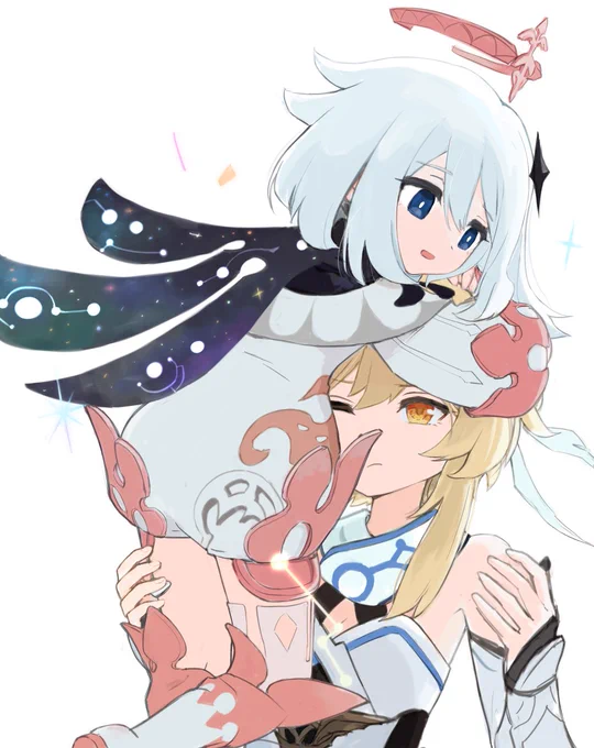 蛍の頭に抱き着きパイモン 去年のネタをなぜか思い出して… #paimon #原神 #Lumine #原神 #GenshinImpact