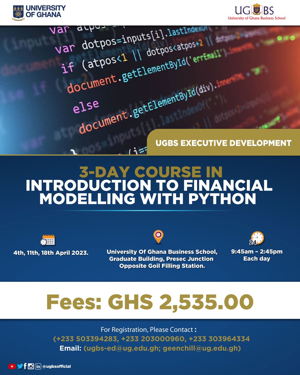 UGBS on Twitter "Enrol in our 3Day short courses in Introduction to