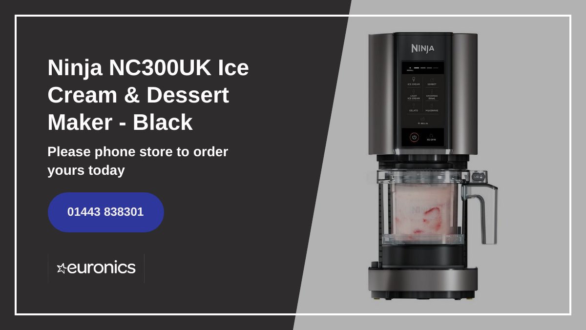Ninja NC300UK Ice Cream & Dessert Maker - Black

Price £191.00

Tel: 01443 838301 

Create delicious desserts and treats at any time of day with the NC300UK. Ninja’s dessert maker can turn almost anything into sumptuous ice cream, milkshakes and more.