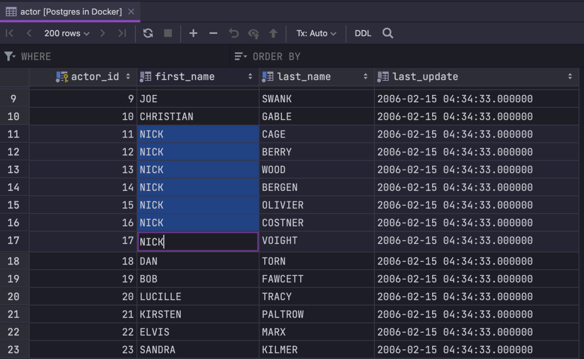 datagrip's tweet photo. Several fields can be edited at the same time – just select them and start typing. This only works if the columns you are editing are not unique and have the same type. #DataGripTips https://t.co/ZGcJ1FibzU