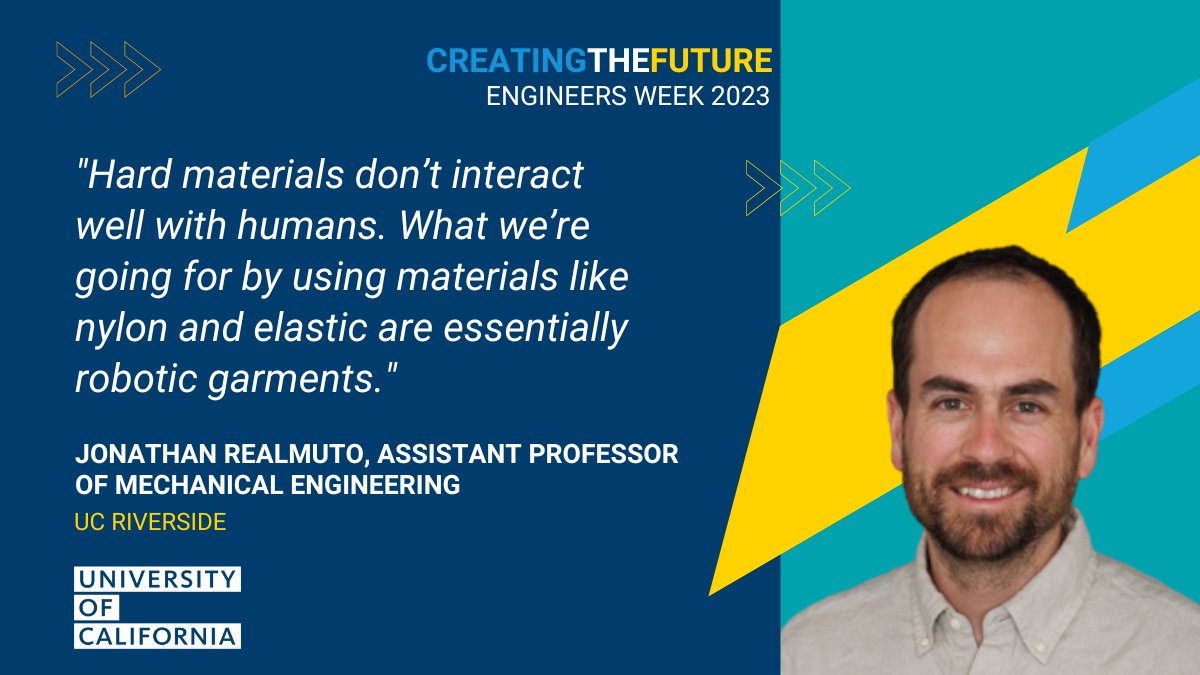 UCRBCOE's tweet photo. More mobility and comfort ahead for people with movement disorders. @jrealmuto_ is working with @chocchildrensch to develop soft robotics assistive devices for children with cerebral palsy. #UCEngineer #EWeek2023 #CreatingTheFuture #NSFfunded https://t.co/vhpLrIFZQI https://t.co/SMZAPz9KwG