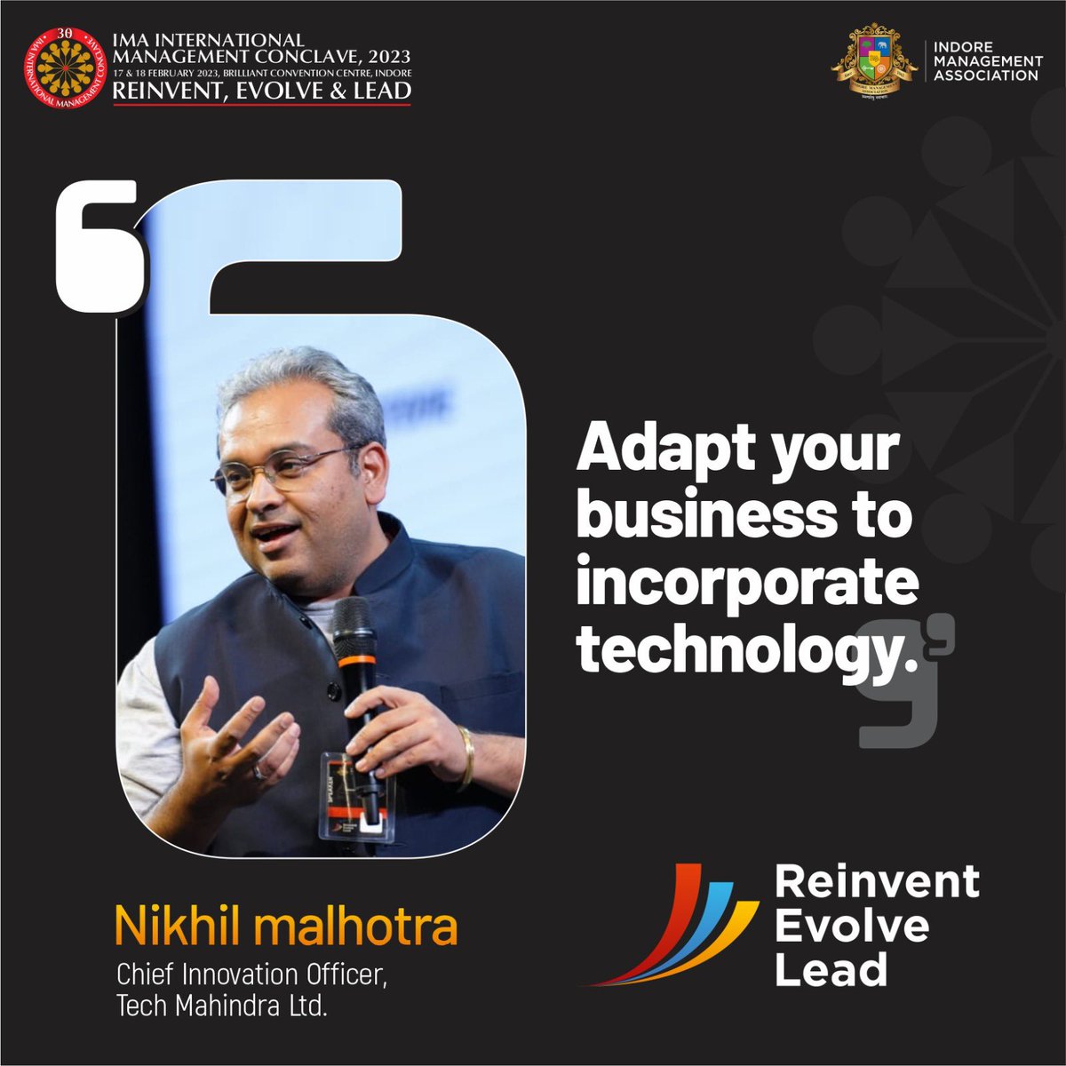 IMAIndore's tweet photo. Thank you Mr. @nickmalhotra for your an educational session. It was a pleasure having you at the 30th IMA International Management Conclave.

#imaindore #imaconclave #titansoftheindustry #management #manager #business #leadership #marketing #employeeengagement #coaching https://t.co/bFA5ZI7LBl