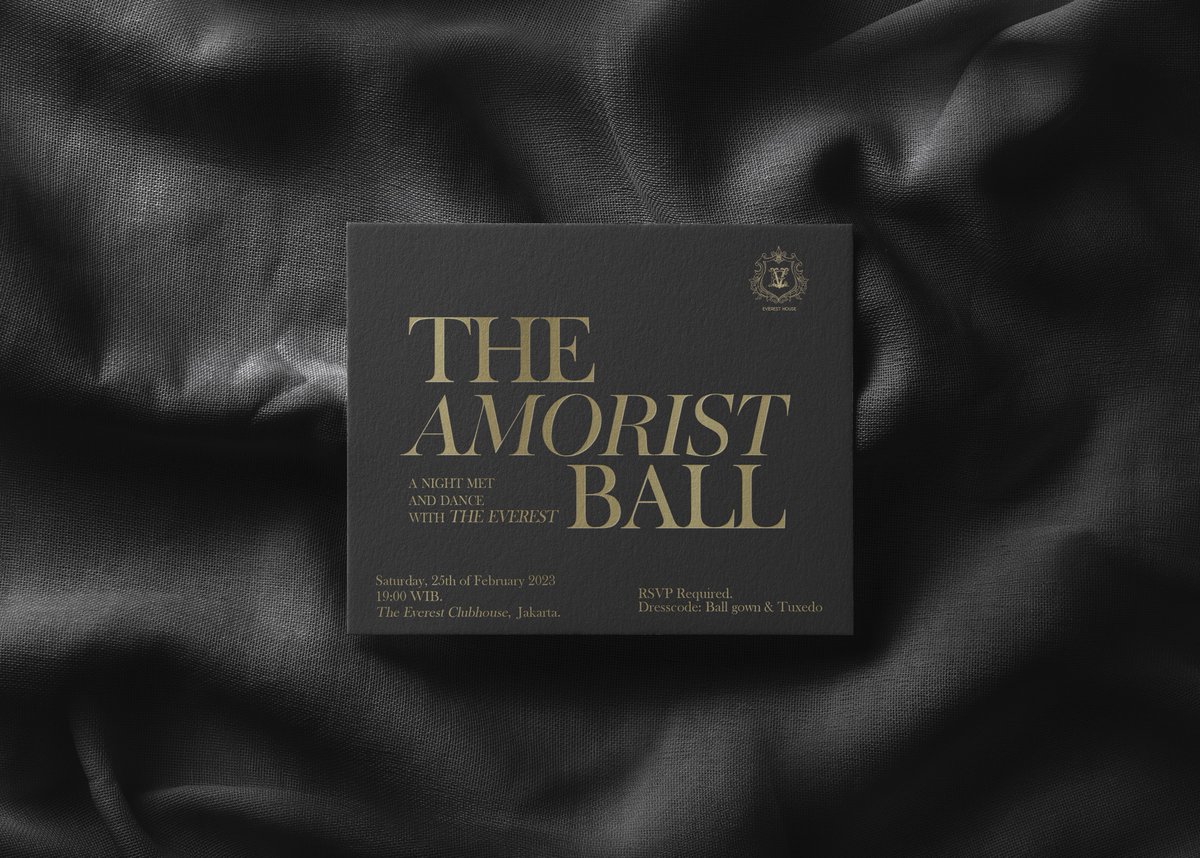 THVEREST's tweet photo. ⠀ 
⠀ 
      INVITATION.

      ——

      THE AMORIST:
      A Dance Ball With The Everest.

      We are expecting your attendance
      at The Everest Clubhouse, Jakarta
      25th of February 2023.
⠀ 
⠀ https://t.co/DvRJXv4bCH
