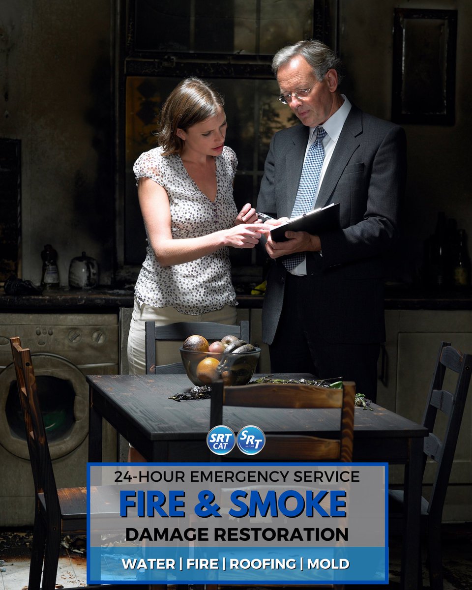 SRTkleanup's tweet photo. Did you know that cooking accidents, electrical malfunctions, and smoking are some of the top causes of fire damage in homes? Don't panic if you've experienced a fire - our team is available 24/7 to help. #FireDamageRestoration #HomeSafety https://t.co/a7zrUwvXHI
