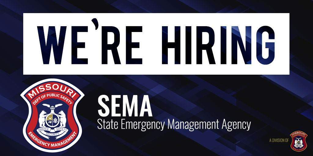 MoSEMA_'s tweet photo. We’re hiring! SEMA is looking for a qualified professional to fill an Advanced Emergency Management Officer position within our Preparedness Section. Learn more about the role and responsibilities @MO__Careers. Apply by March 3! 

🔗 https://t.co/71TBM1SCql https://t.co/YdZav9kgs7