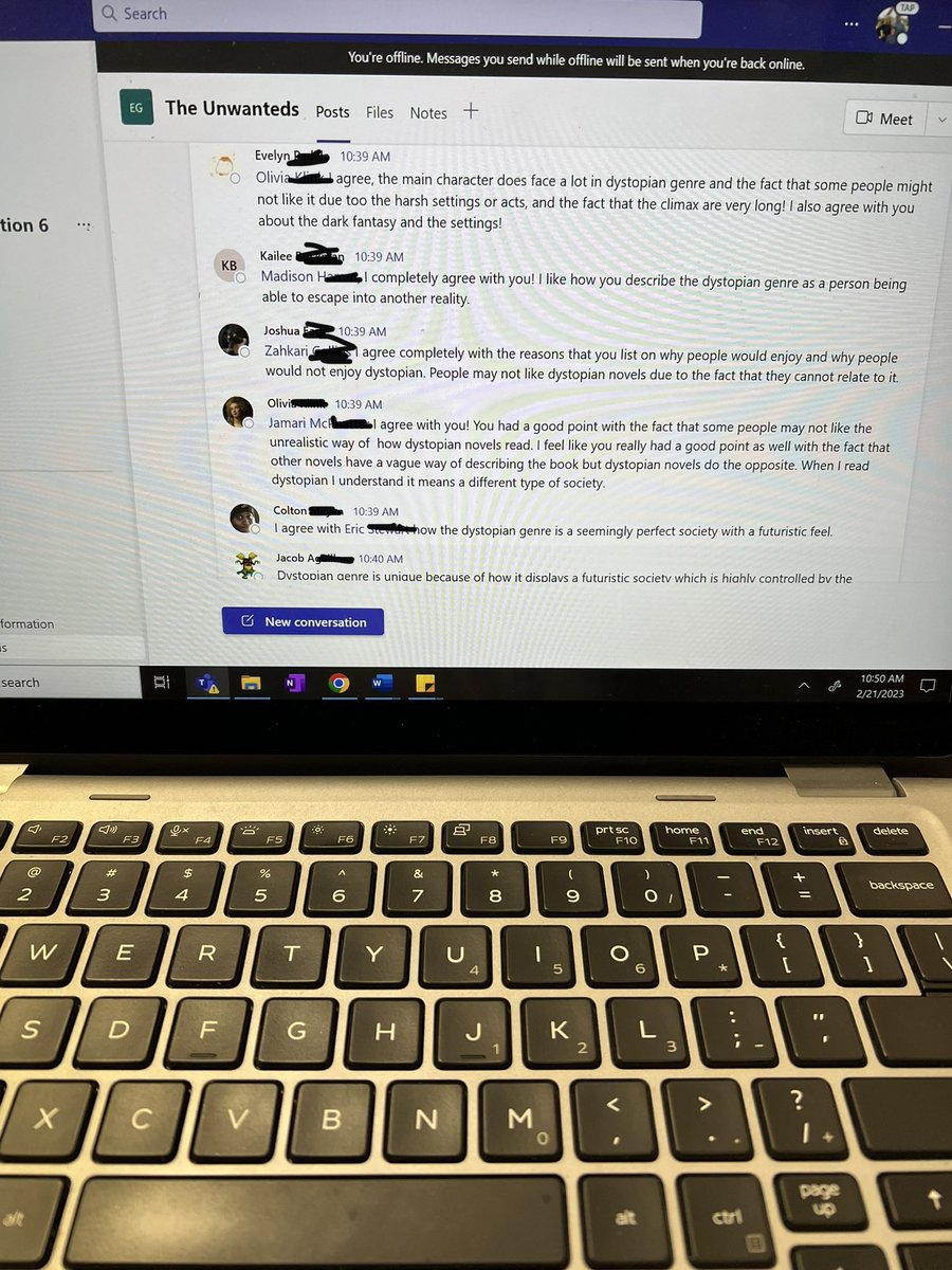 Trying something new with <a href="/HuntersCreekMS/">Hunters Creek Middle</a> #OnslowAIG Mrs. R ELA class! Ss will participate in a discussion board post and peer response each week based on their novel/dystopian genre. We will be reading The Unwanteds &amp; Uglies! Can’t wait to see how they do😁