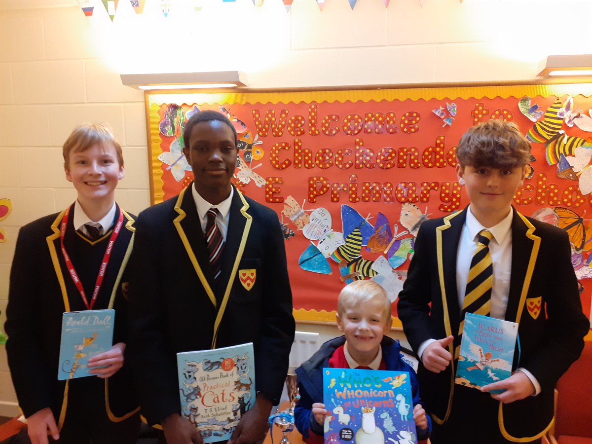 Today Mr Fec and three third formers supported @CheckendonSch 'Boys who read' week by reading to years 1 to 4. #oratorycommunity #oratorypartnerships @Oratory_English
