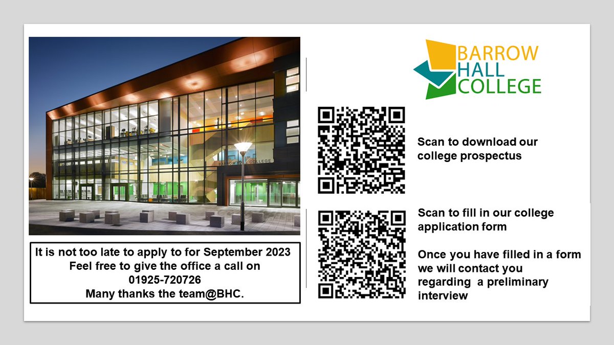 BarrowHallColl's tweet image. Our college ambassadors have been representing Barrow Hall College this week at St Gregory's High School careers fair. 
Its not too late to apply to study with us in September 2023, see our website for details about how to apply:
greatsankey.org/college