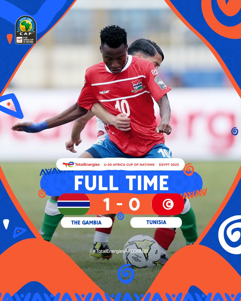 FULL-TIME! ⏰ 

Gambia claim all 3️⃣ points against Tunisia in a feisty group C encounter 🔥 

#TotalEnergiesAFCONU20