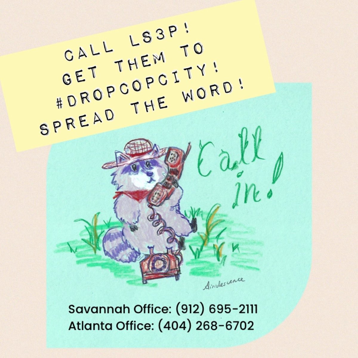 SAVForests's tweet photo. TODAY! Nation-wide phone blast to demand that Cop City architect, LS3P, #DroptheContract!
Take 5 minutes to call. https://t.co/SuEHJB4TXE