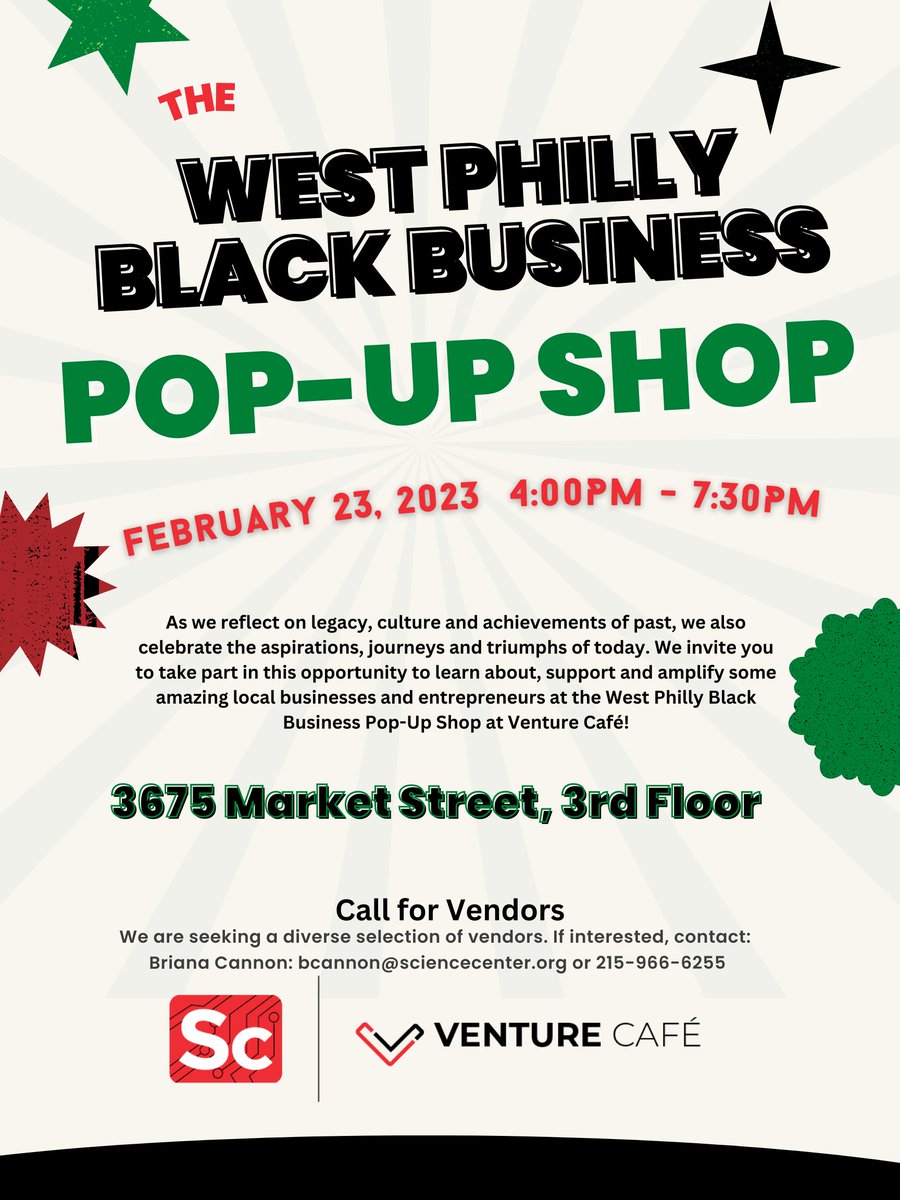 UCScienceCenter's tweet photo. Don't miss the West Philly Black Business Pop-Up Shop at @vencafephl this Thursday! Ft: Black Bottom Tribe, Mishel Williams, artist Cavin Jones and the @acaf1_.  https://t.co/4jWw1xQHBe https://t.co/6XSAxtScHV