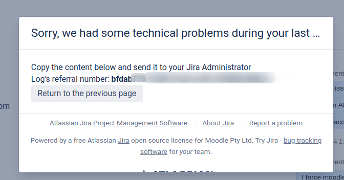 lupa18's tweet photo. I'm trying to help moodle filling a bug and: 1. Can't change my email at tracker system and 2. Can't fill a bug because "you need to demonstrate that you have searched". And I did it. And I'm stuck there. @moodler @moodlehq https://t.co/grIGOciq1g