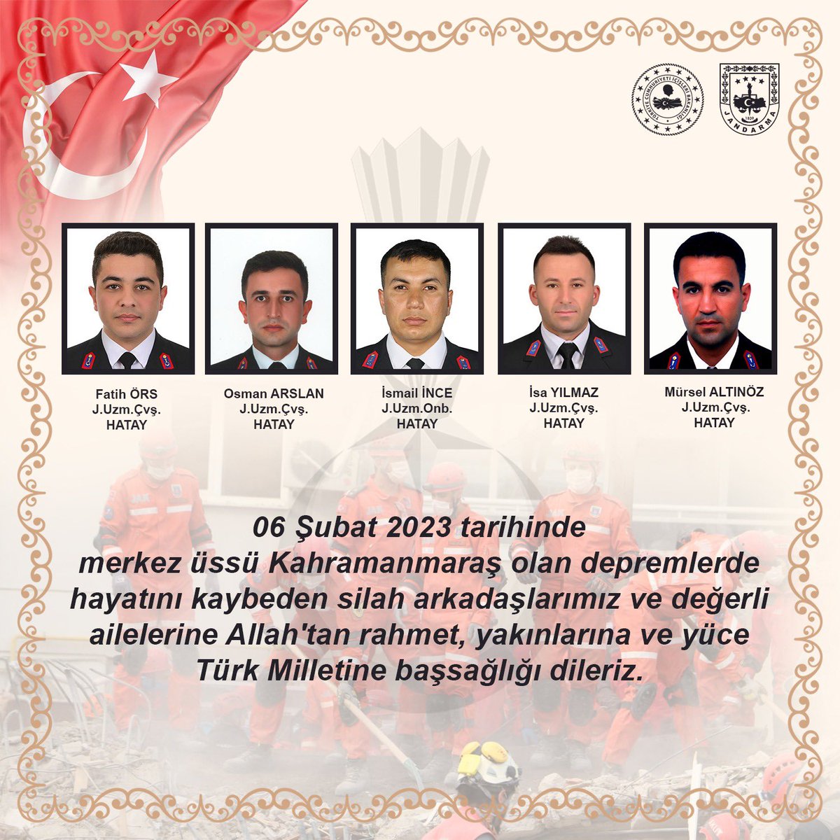 jandarma's tweet photo. Başımız sağ olsun.🇹🇷 https://t.co/tjWSOUwkiw