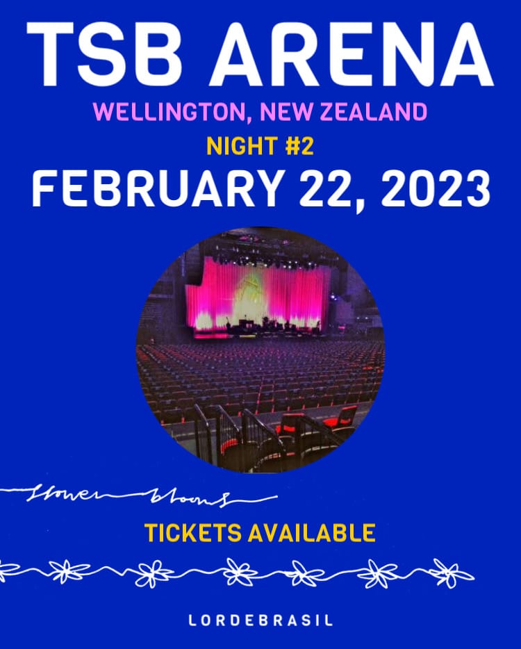 LordeBrasil's tweet photo. Wellington, it is your time to dance AGAIN!!! ☀️
O sexagésimo primeiro show da turnê acontece hoje na sua segunda noite em Wellington (NZ). #solarpowerworldtour https://t.co/tYCeVEGxbP