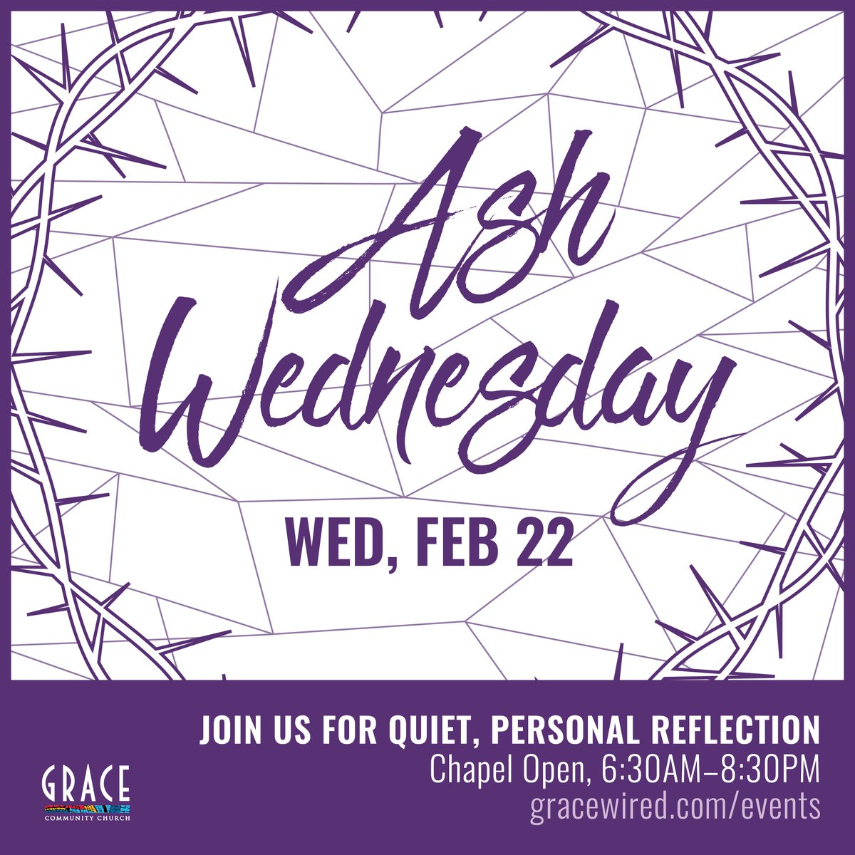gracewired's tweet photo. Ash Wednesday is TOMORROW - and we'd like to invite you to join us for quiet, personal reflection here at Grace. The Chapel will be open between 6:30am and 8:30pm - come anytime.  

#GraceCommunityChurch #church #Detroit #AshWednesday #Lent #Lent2023 #LentenSeason https://t.co/8P3WlhhQkG