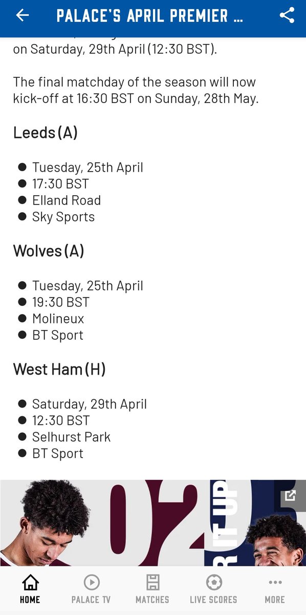 KateT_MSK's tweet photo. Busy evening for @CPFC on Tuesday 25 April...
#cpfc #doublefixture #April https://t.co/HsTmrv39gS
