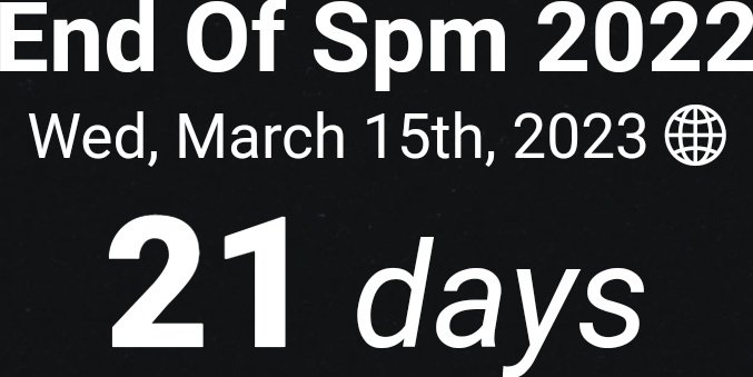 spmisnear's tweet photo. 21 days till SPM ends https://t.co/4erL5hRzBX