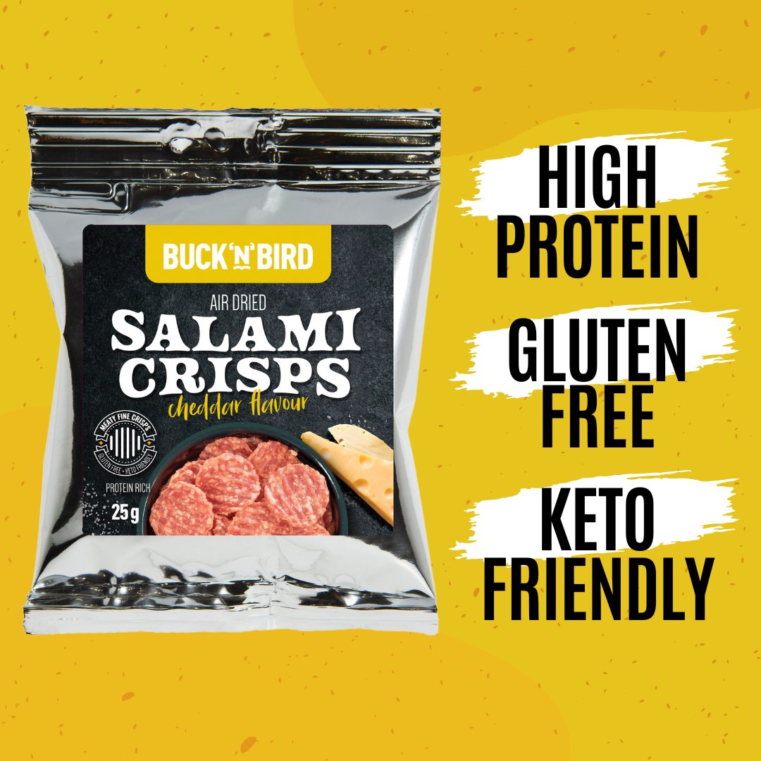 Our salami crisps are a triple threat - high protein, gluten-free and keto friendly. Give them a go, and let us know what you think! 

#ketosnacks #lowcarbsnacks #lowcarb #ketodiet #highprotein #glutenfreesnacks#meatsnacks #ketosnacks #lowcarbsnacks #lowcarb #ketodiet