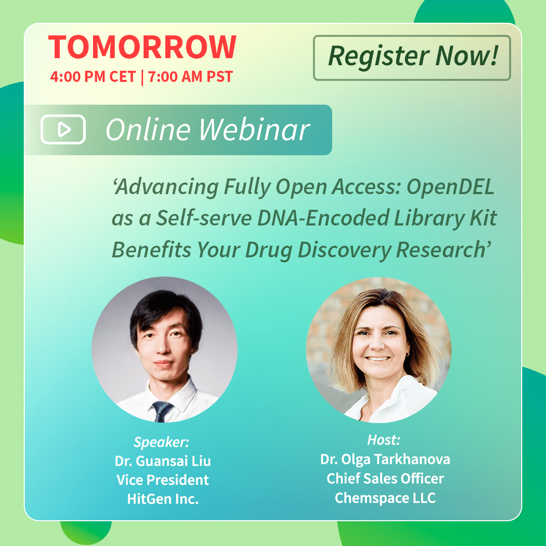 Chem_space's tweet photo. Join the Chemspace & Hitgen Webinar 'Advancing Fully Open Access: OpenDEL as a Self-serve DNA-Encoded Library Kit Benefits Your Drug Discovery Research', TOMORROW, February 22nd! More info and registration via the link! https://t.co/cu7nSY6ywe
.
#chemspace #hitgen #drugdiscovery https://t.co/S6wFPihNBh