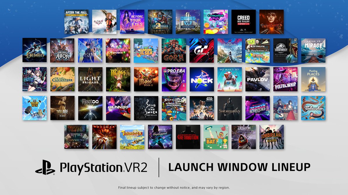 PSVRUnderground's tweet photo. PS VR2 launch window has added an additional 10 games, bringing it to OVER 40! #PSVR2 #PS5 #PSVR2EVE https://t.co/6WZFzMpXK5