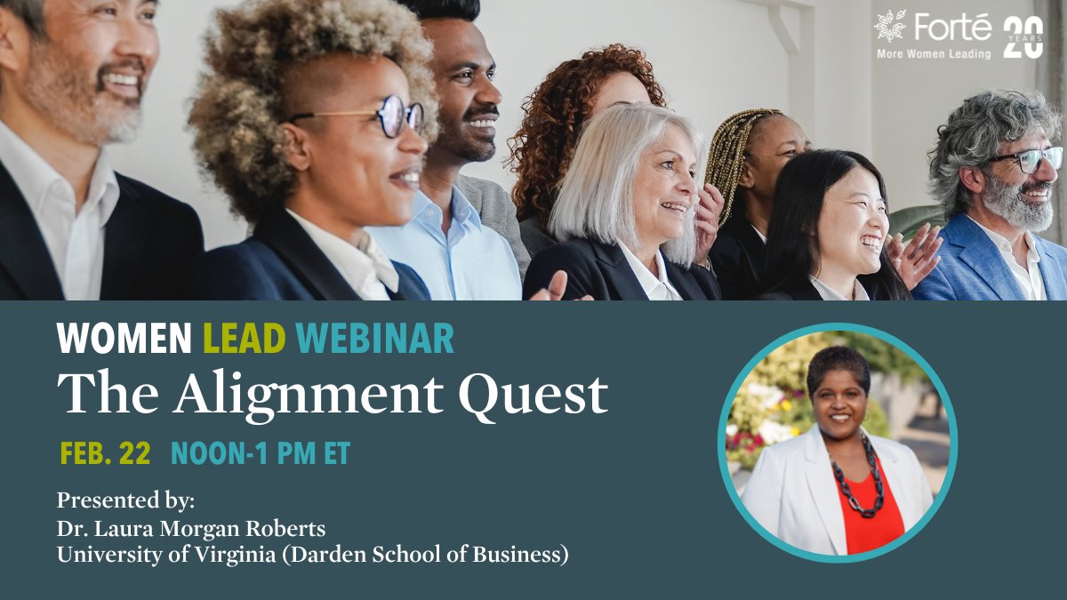 LAST CHANCE: Dr. Laura Morgan Roberts of @DardenMBA will arm you with evidence-based information on aligning our strengths, values, and differences at work in tomorrow’s Women Lead webinar: “The @alignmentquest” Register today! #MoreWomenLeading bit.ly/3XBpwfM