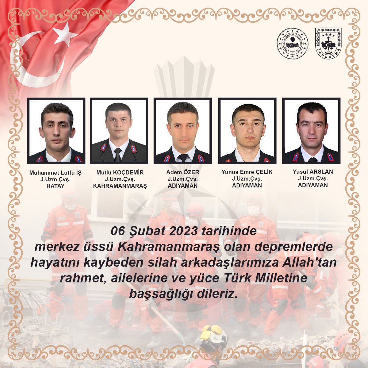 jandarma's tweet photo. Başımız sağ olsun.🇹🇷 https://t.co/KgYV30XWt6