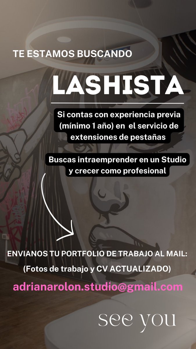 Radh1ka_'s tweet photo. #TrabajosPy Oferta laboral para LASHISTA. https://t.co/Rby2P0OmH4