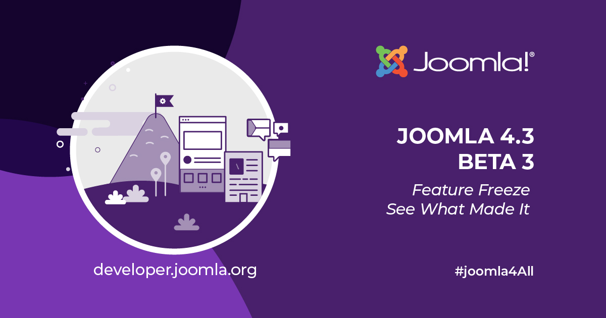 DavideMessia's tweet photo. joomla: Joomla 4.3 Beta 3 is now available for testing. Feature Freeze. Test your extensions, and report any issues.
#Joomla #OpenSource #FeatureFreeze
https://t.co/PVYwpcOHYY https://t.co/qvnx6CIF5O #joomla #opensource