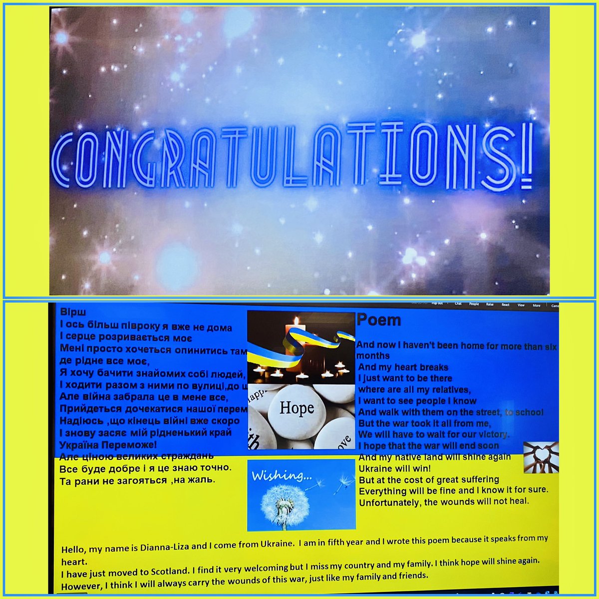craigmountmfl's tweet photo. We loved the @scottishcilt #MTOT ceremony today &amp; we’re so delighted for Dianna-Liza @CraigmountHS who received a special award for her poem in Ukrainian! A lovely surprise for her!She was so happy &amp; excited! Great to have students from ESOL class cheering &amp; smiling for her too🥳 https://t.co/TKfig07ffY