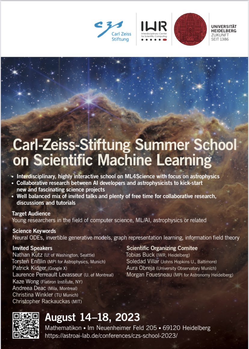 Tobias Buck (@bucktobias6) on Twitter photo We are happy to announce our <a href="/CZ_Stiftung/">Carl-Zeiss-Stiftung</a> summer school on scientific machine learning in astrophysics at <a href="/IWR_HGS/">IWR and HGS MathComp</a> <a href="/UniHeidelberg/">Uni Heidelberg</a> from August 14.-18.2023. For more infos see astroai-lab.de/conferences/cz… with <a href="/SoledadVillar5/">Soledad Villar</a> <a href="/mfouesneau/">Morgan Fouesneau</a> and aura obreja We are happy to announce our <a href="/CZ_Stiftung/">Carl-Zeiss-Stiftung</a> summer school on scientific machine learning in astrophysics at <a href="/IWR_HGS/">IWR and HGS MathComp</a> <a href="/UniHeidelberg/">Uni Heidelberg</a> from August 14.-18.2023. For more infos see astroai-lab.de/conferences/cz… with <a href="/SoledadVillar5/">Soledad Villar</a> <a href="/mfouesneau/">Morgan Fouesneau</a> and aura obreja