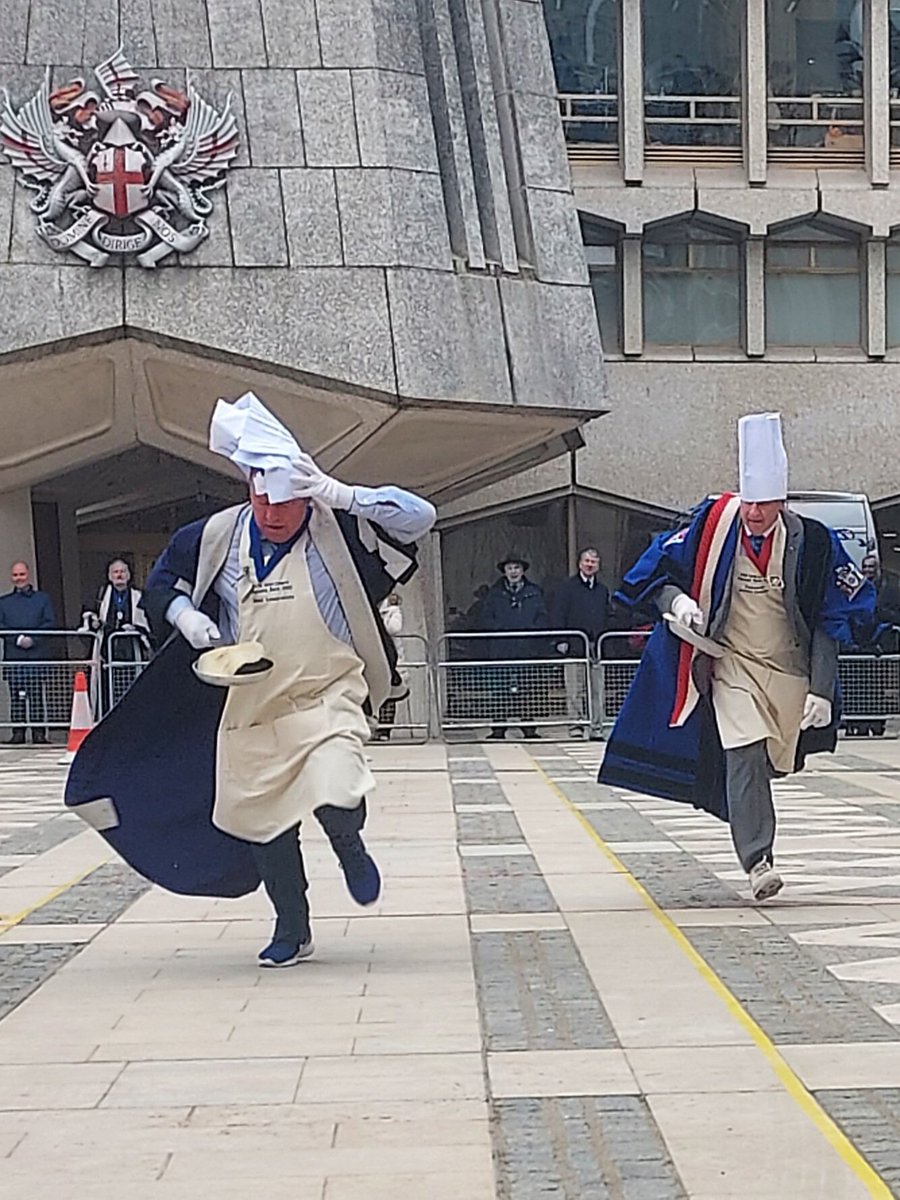 RussGleeson's tweet photo. A win for the Master @WCFKnitters at the Inter livery pancake race! Liveryman Simon also made the finals👏 https://t.co/gtxvipUACR
