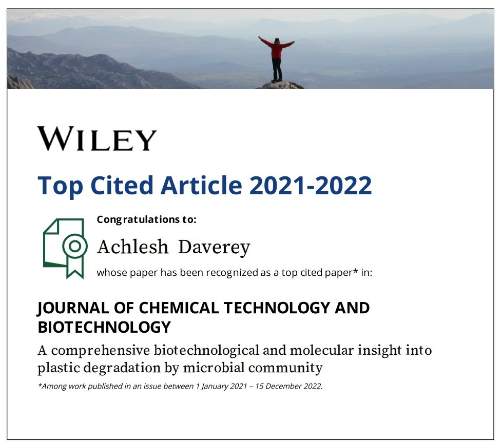 achlesh_daverey's tweet photo. Good news! Our article co-authored with Dr. Anshu Priya and Dr. Kasturi Dutta @duttakasturi1 received enough citations to be a #topcitedarticle in its journal #JCTB
https://t.co/0z2kw0dFCY https://t.co/8pf8RVA7Db