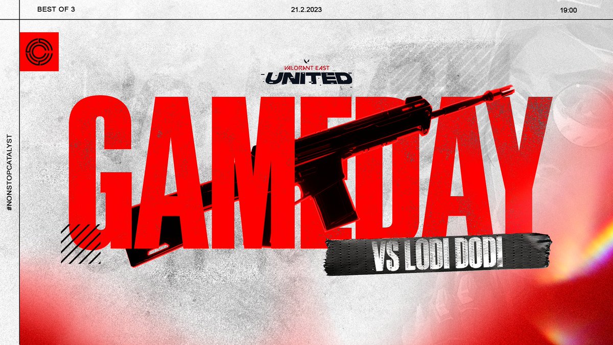 The war continues 😤

We need your support today #CTLFAM ❤️

🆚 #LodiDodi
🕖 7PM (IDT)
📺 youtube.com/watch?v=2icHYc…

#NonStopCatalyst | <a href="/Valorant_PLE/">VALORANT EAST: UNITED</a>
