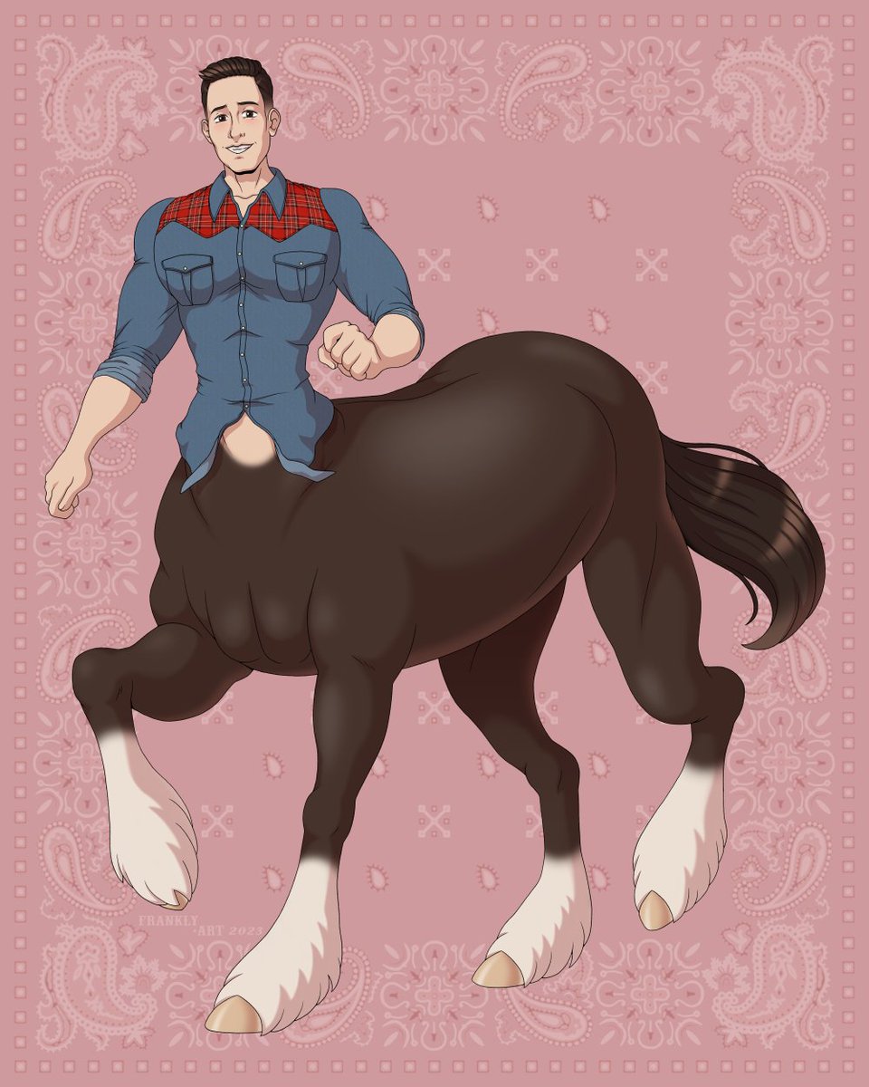FranklyArt's tweet photo. A portrait commission from my guy @jefftaur featuring himself as a centaur!

You know, when your own boyfriend asks you to draw him as a centaur... well, you say "yes"! 😎👍
#centaur #bara #taur https://t.co/fCbJTExVtL