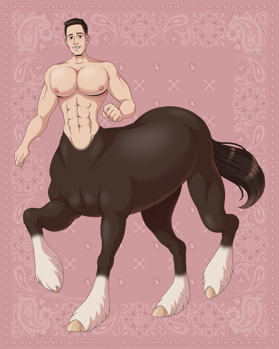FranklyArt's tweet photo. A portrait commission from my guy @jefftaur featuring himself as a centaur!

You know, when your own boyfriend asks you to draw him as a centaur... well, you say "yes"! 😎👍
#centaur #bara #taur https://t.co/fCbJTExVtL