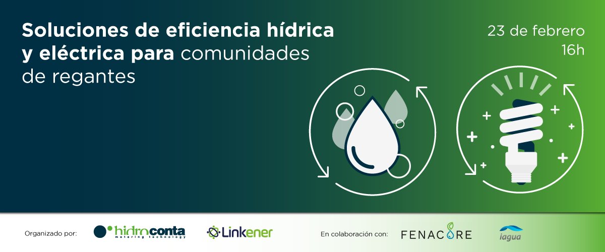 davizescobar's tweet photo. A todos los interesados en el #regadío:

Este jueves @HidrocontaSA  y #Linkener, en colaboración con @FenacoreOficial  e @iAgua, organizan a las 16h CET un webinar sobre eficiencia en el uso de agua y la energía. 

https://t.co/W0jTfTyHPQ https://t.co/C4ekqumdMZ