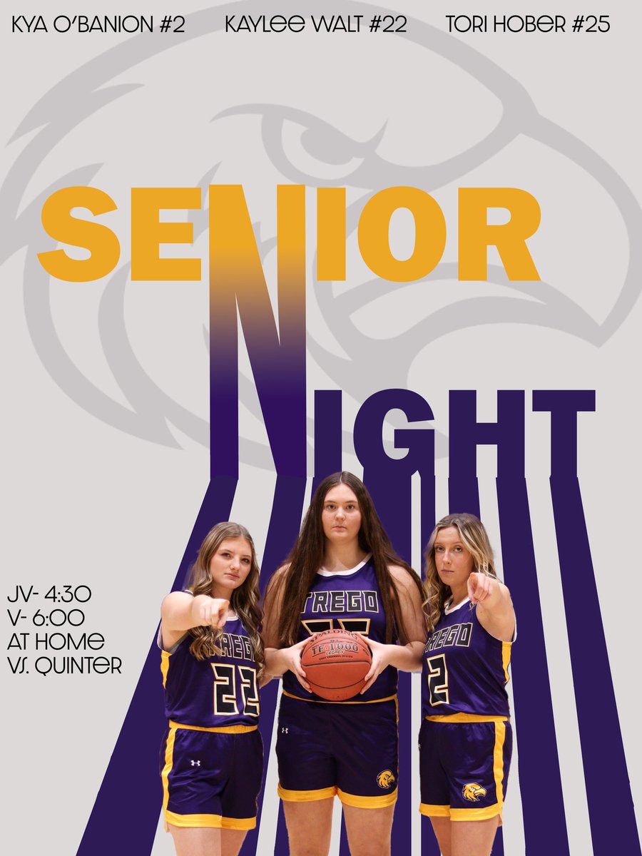 LadyTchs's tweet photo. We are excited to celebrate these seniors as they play their last game on their home floor tonight at 6 against Quinter. If you can’t make it to the game,  watch the stream at https://t.co/EhVbVQvgeY or listen to Dave Barber call the game on Mix 103.3 on the radio. @tregoeagles https://t.co/m46SOCtuSX