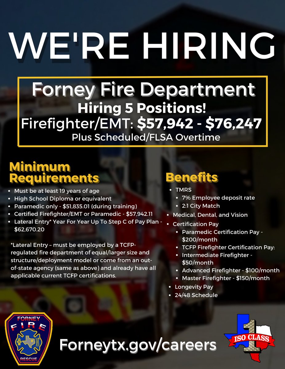 City of Forney on Twitter "RT ForneyFD We are hiring up to 5
