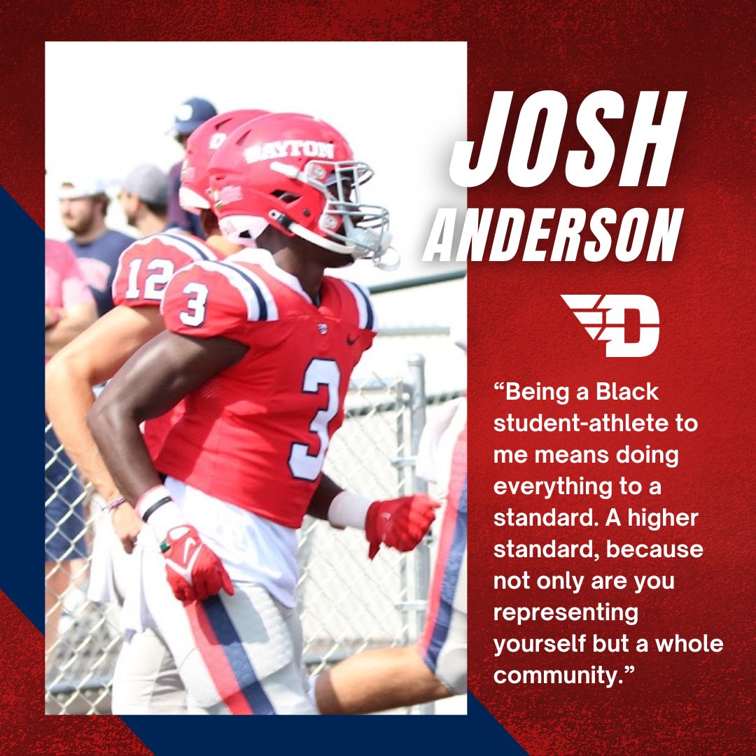 udsaac's tweet photo. Check out today’s Black History Month student-athlete highlight, Josh Anderson✈️

Sport: Football
Major: Discover Engineering Tech / Civil Engineering
Hometown: Cincinnati, OH

Here’s what being a Black student-athlete at UD means to him➡️
-
#BlackHistoryMonth // #Dayton6th https://t.co/2zbpzXLbBy