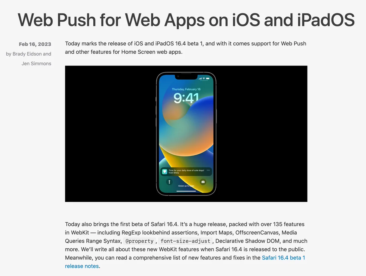 Web Push for Web Apps on iOS and iPadOS