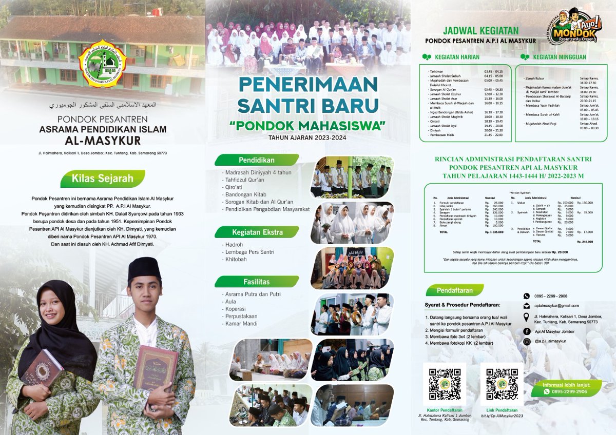 api_almasykur's tweet photo. Yayasan Afif Elmaftuhiyyah Dimyati membuka pendaftaran santri baru Pondok Pesantren A.P.I Al-Masykur. Dimulai tanggal 2 januari s/d 31 mei 2023. Yuk segera daftarkan diri kamu. Mariber gabung bersama kami. 

#SantriGayengNusantara #psbb #santribaru  #apialmasykur #pendaftaran https://t.co/bw6ew0WuRh