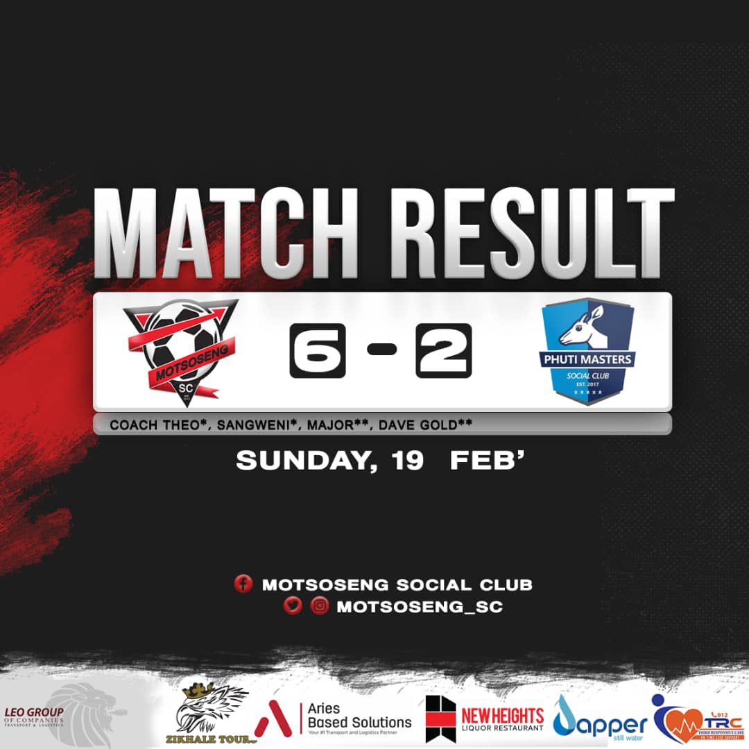 Motsoseng_SC's tweet photo. Ba tla re golega waitse 😂😂😂 PHUTI Masters Social CLUB  better luck next gents 😌, good game and thank you for hosting us on your home ground #MotsosengSundays #NewHeights #DapperStillWater #ZikhaleTours #TRC912 #AriesBasedSolutions #LeoGroupOfCompanies https://t.co/KBYaNBIEcZ