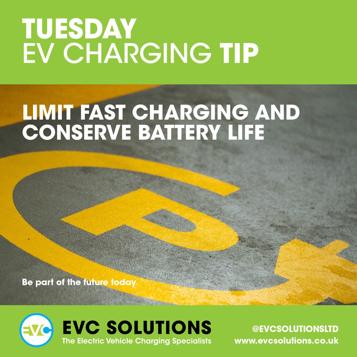 Tuesday EV Charging Tip

Limit use of quick charging as it can adversely affect the performance of your EV battery. Don’t be scared to use quick or rapid chargers but consistent use can degrade the battery faster than a slower charge. 

Visit evcsolutions.co.uk for more.