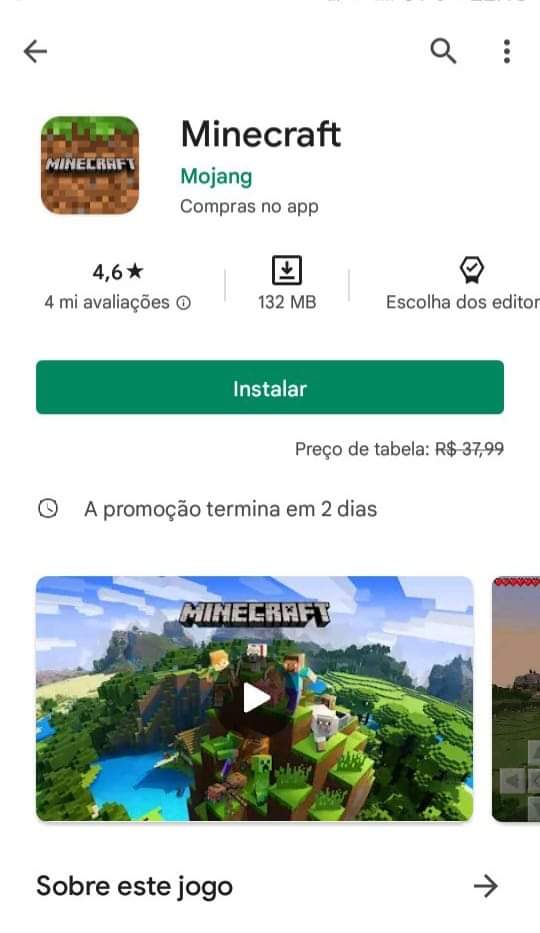 MINECRAFT DE GRAÇA NA PLAYSTORE! 