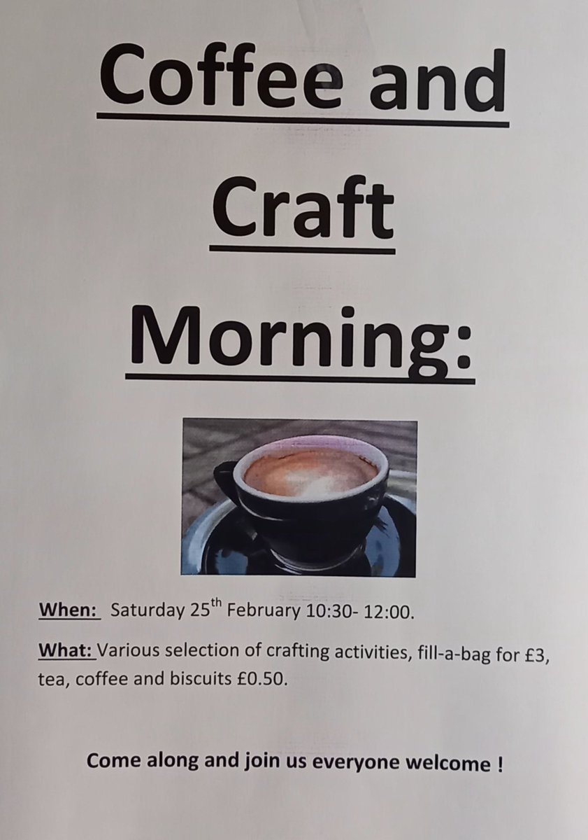 FLLCsheffield's tweet photo. We have a Coffee and Craft morning on Saturday.  Stay tuned for news of an Easter event- details to follow soon. https://t.co/Aqxp1tv1LB
