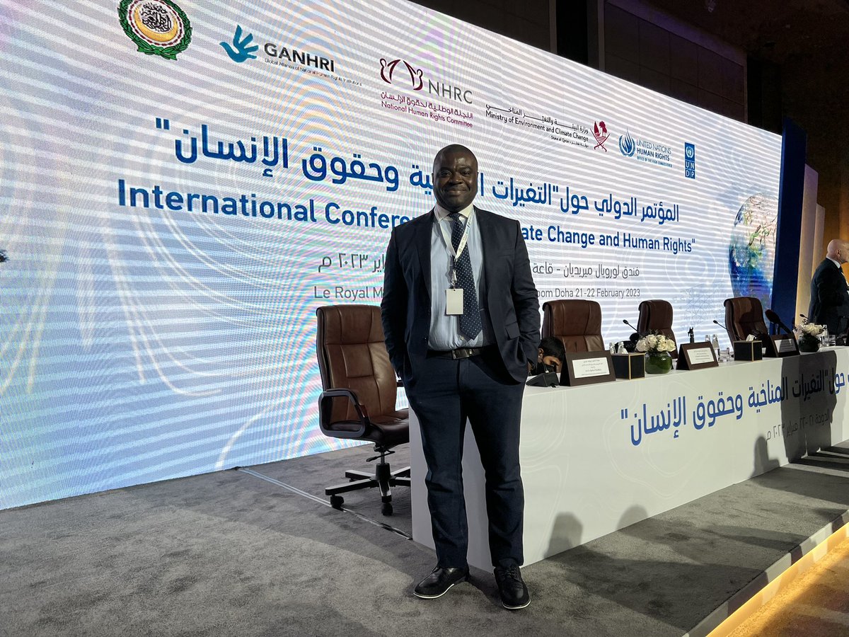 The @UNESCOChairHBKU,
Prof. @dsolawuyi addressed the International Conference on Climate Change and Human Rights in Doha. He discussed the UNGPs in the context of tackling the #ClimateEmergency. #bizhumanrights #SDGs #Sustainability #Africabhr