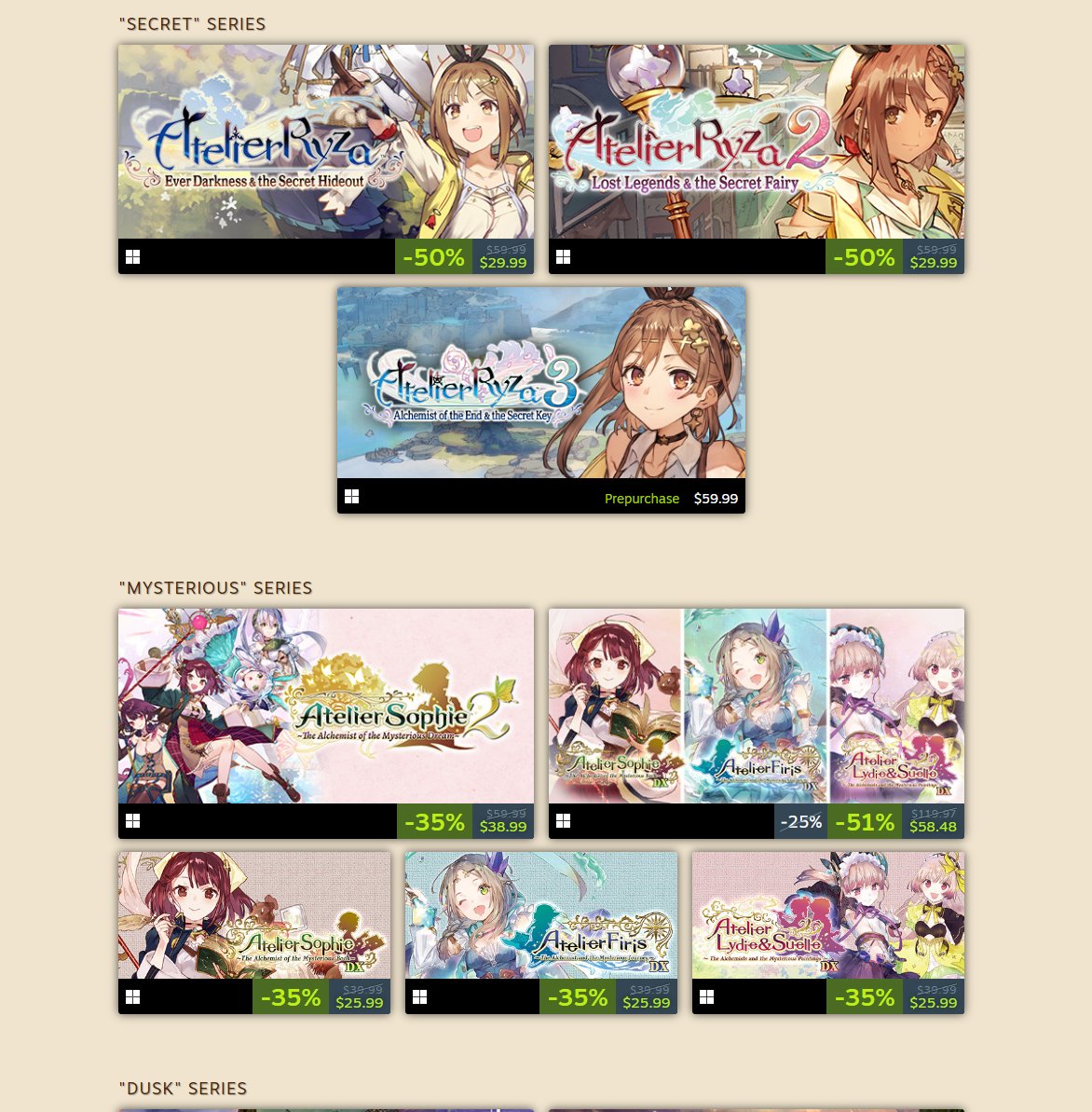 Wario64's tweet photo. Atelier franchise sale on Steam https://t.co/aF8NvxOAxR https://t.co/H61VLUoVIc