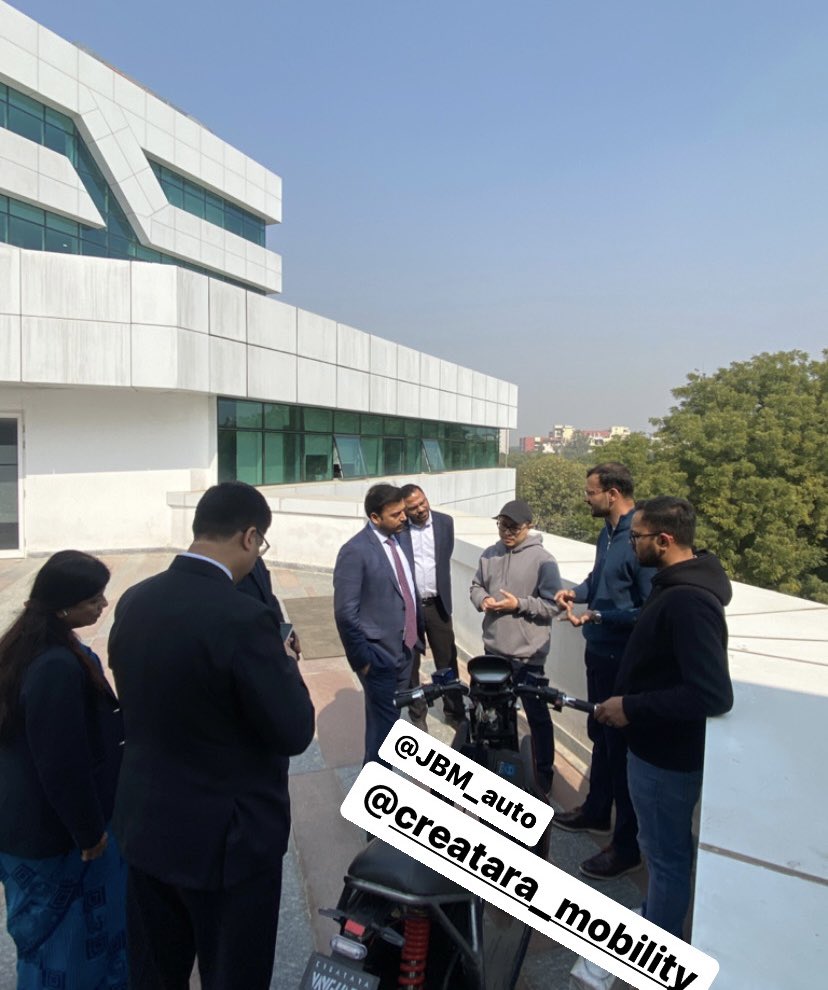 vikasgupta83's tweet photo. Had the privilege to share CREATARA’s
mobility vision and product with Mr. Nishant Arya and the @JBM Group #EV business team at #IIT DELHI on 16th Feb.
@creatarateam #team #evbusiness #electricbike #twowheeler #StartupIndia #madeinIndia #designedinindia https://t.co/TD9EcHV6uG