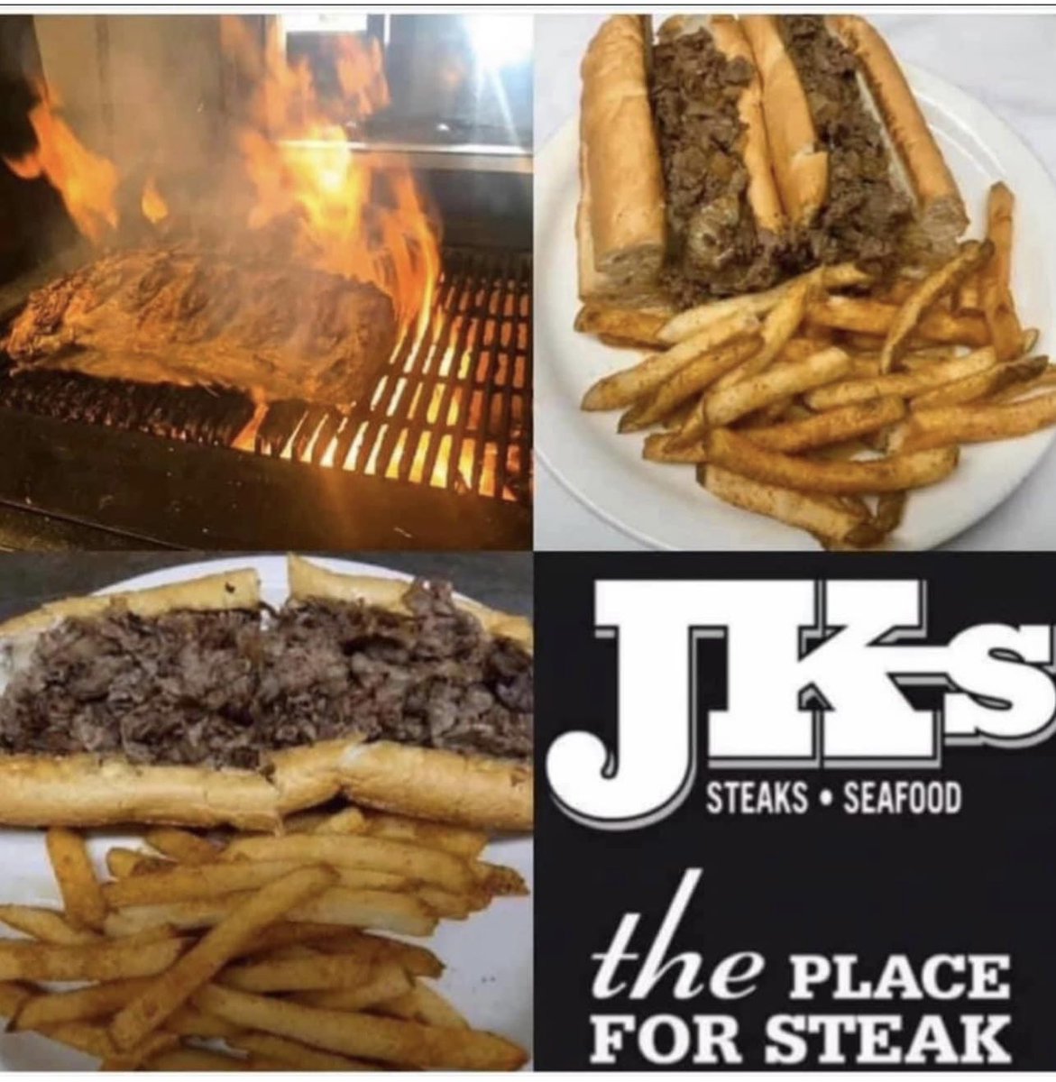 JKsRestaurant's tweet photo. OPEN @ 5pm 🥩 Join us for a delicious PHILLY CHEESESTEAK tonight! 🥩 #jks #steak #filet #ribeye #cheesesteak #tuesdaynightspecial #fries #grill #beef 🥩 https://t.co/x9ezdzHIPe